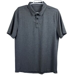 Lululemon Mens Evolution Polo Shirt Heathered Charcoal Grey Short Sleeve Large